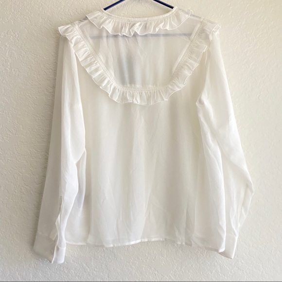 SOLD The Kooples Ruffled Collar Blouse White Large - Picture 8 of 12